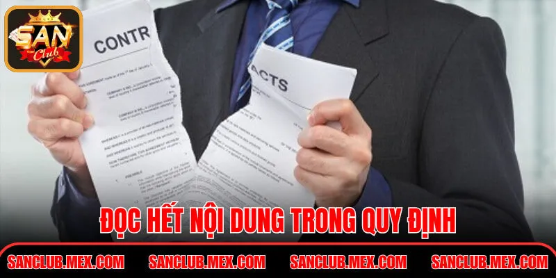 Miễn Trừ Trách Nhiệm SanClub – Quy Định Bạn Cần Biết Đọc hết nội dung trong quy định